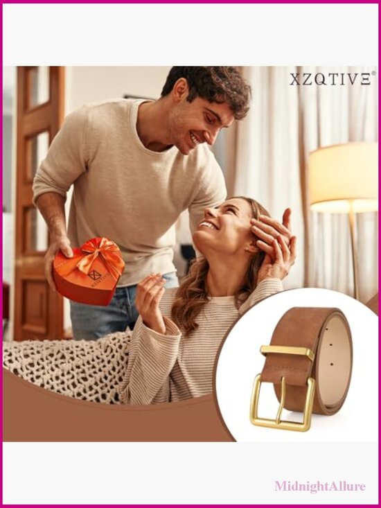 Wide Chunky Suede Belt with Gold Buckle for Dresses